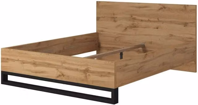 Letto adulto stile industriale MEUBLORAMA Collezione MILOS con base contenitore L/P: 160 x 200 cm, Colore rovere e nero
