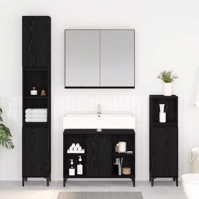 Set di mobili per il bagno 3 pz Rovere nero 3416170