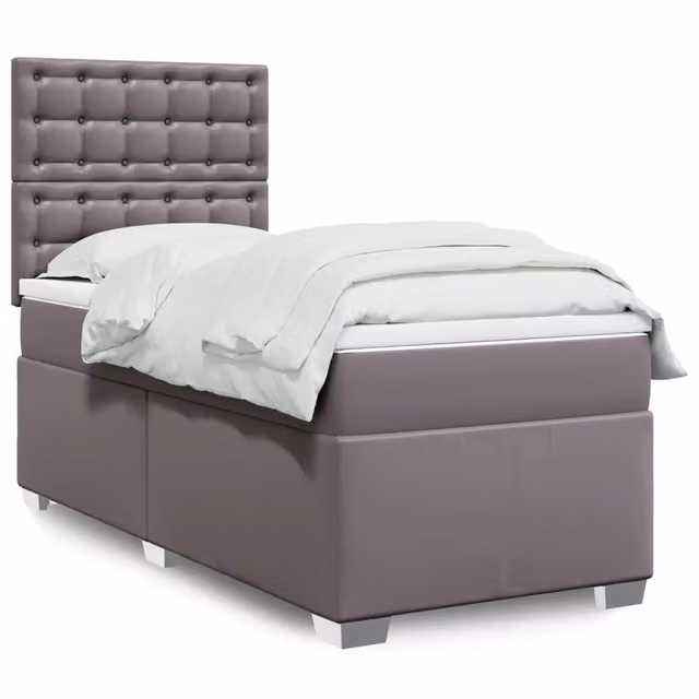 Letto a molle ibrido con materasso vidaXL in similpelle grigio e bianco L: 100 cm, P: 200 cm