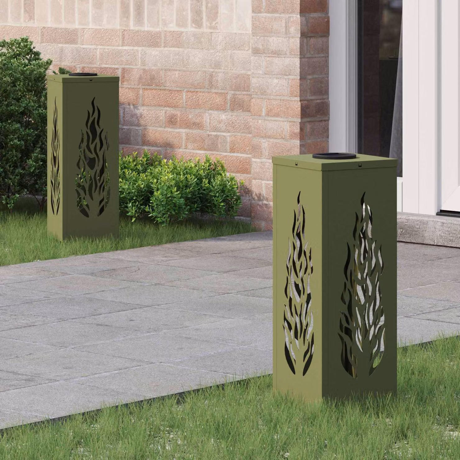 Set di 2 faretti LED solari vidaXL per sentieri e giardino, luce bianco caldo, L/P/H: 18 x 18 x 50 cm