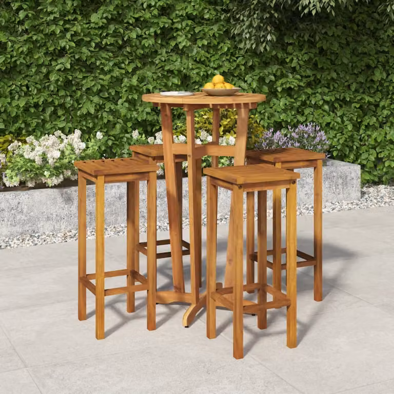 Set da Bar da Giardino vidaXL in Legno di Acacia Marrone, 5 Pezzi