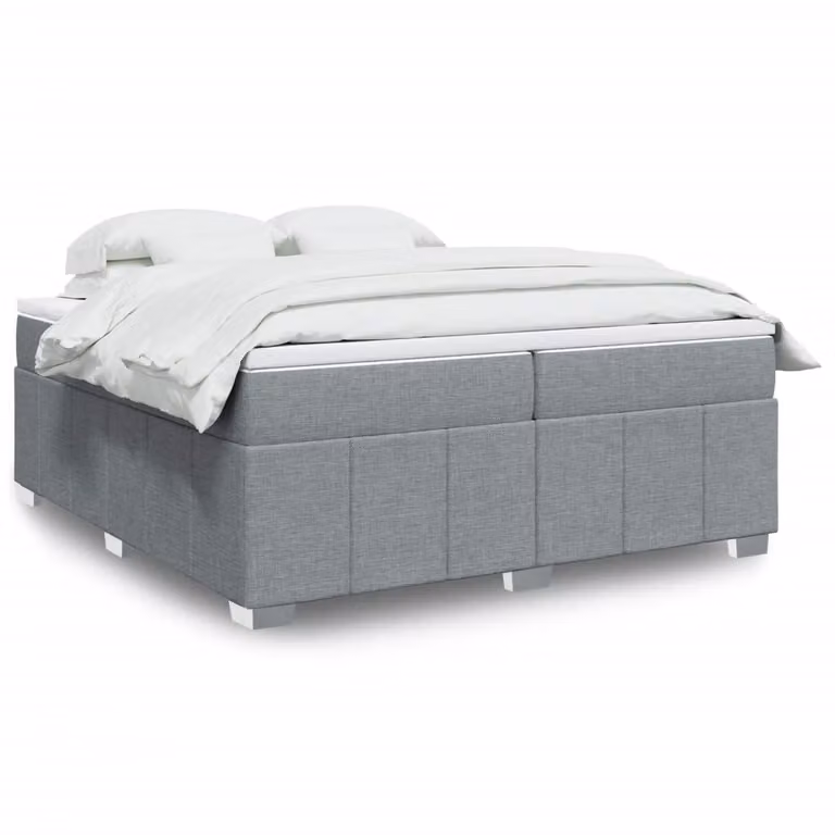vidaXL Giroletto a Molle con Materasso Ibrido in Tessuto Grigio e Bianco, L/P: 200 x 200 cm