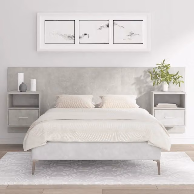 Testiera Letto con Comodini Integrati vidaXL in Legno e MDF Grigio