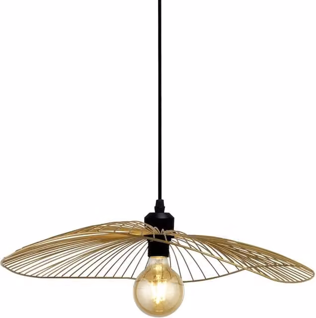 Lampada a sospensione Searchlight in metallo stile industrial-nordico con design organico, colore nero e oro, attacco E27 e altezza regolabile