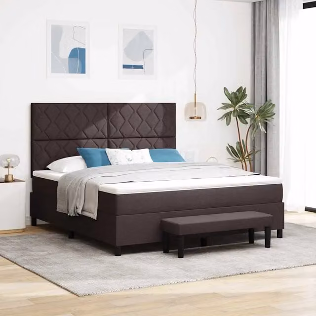 Letto ibrido con molle a sacchetto e testiera vidaXL in tessuto marrone L: 180 cm, P: 200 cm, H: 128 cm – 1