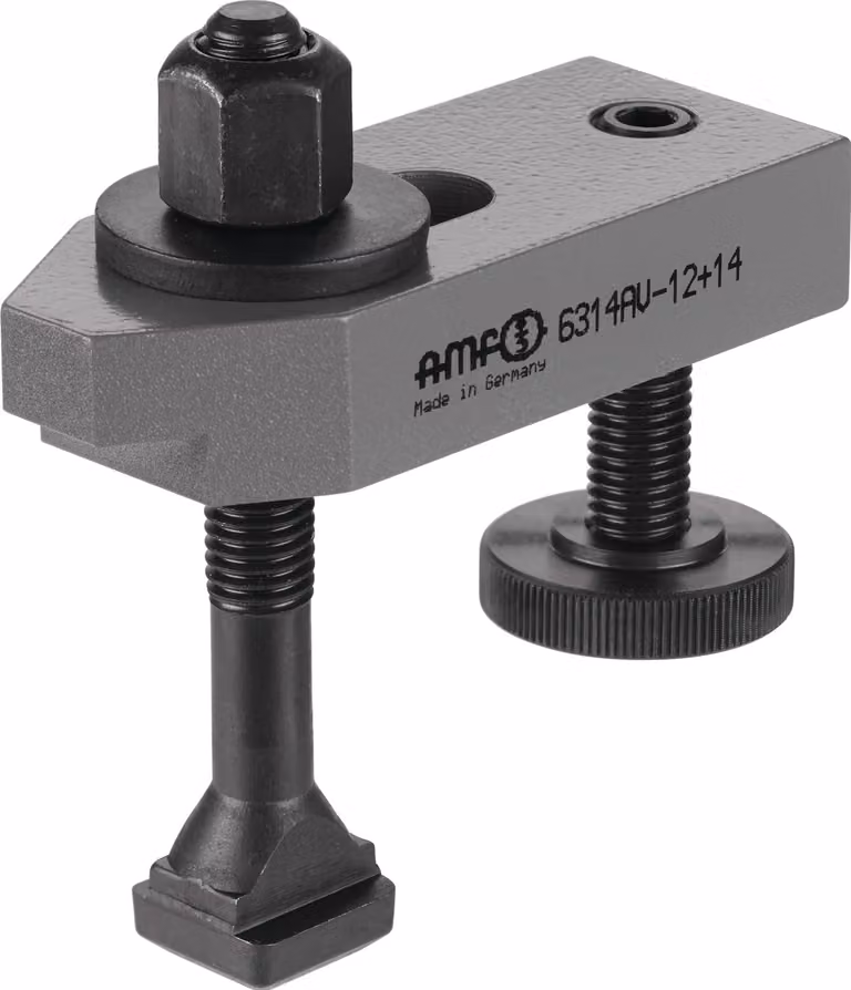 AMF Braccio di serraggio n. 6314AV 12-M12x12x100 offset con vite di supporto regolabile - 74591