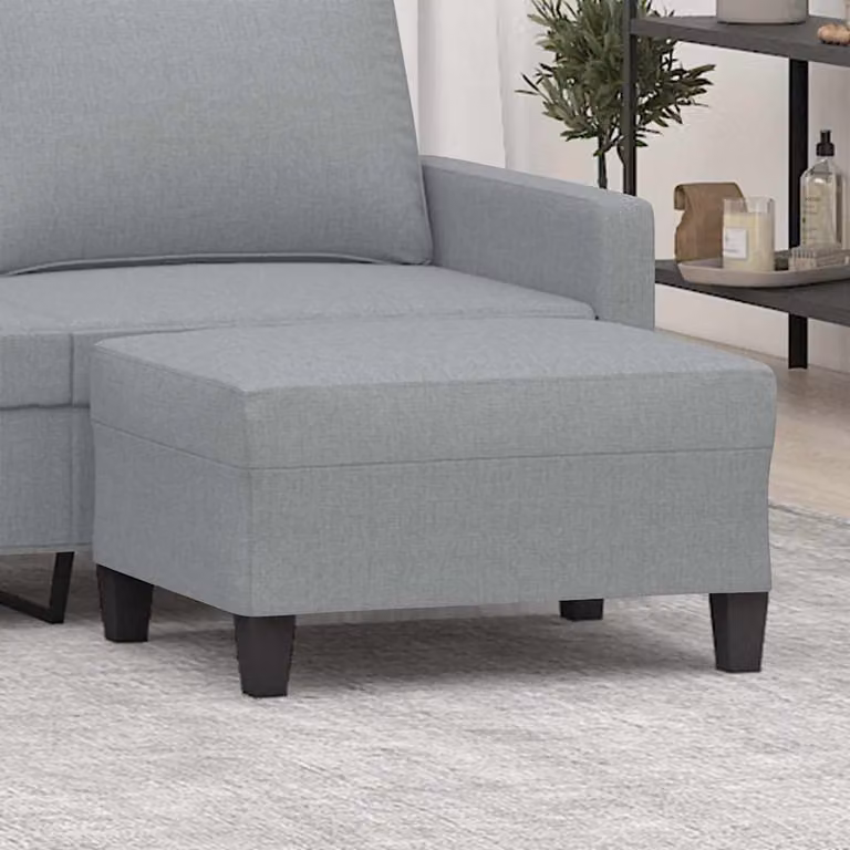 Poggiapiedi vidaXL Grigio Chiaro in Tessuto con Struttura in Legno L: 70 cm, P: 55 cm, H: 41 cm