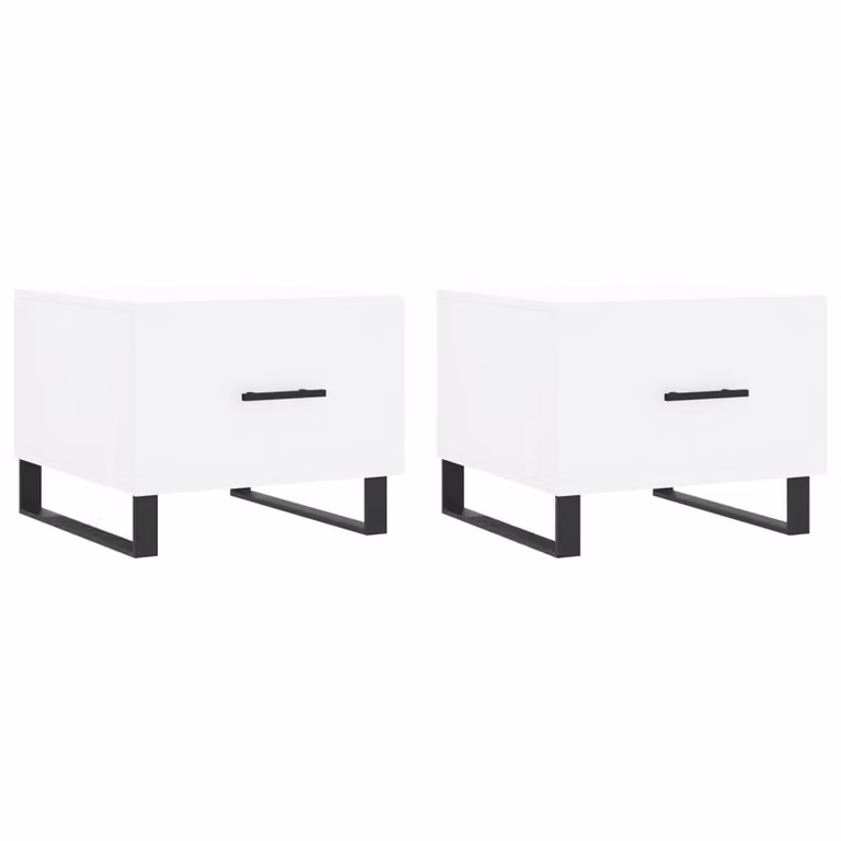 Tavolini da Salotto 2 pz Bianchi 50x50x40 cm Legno Multistrato