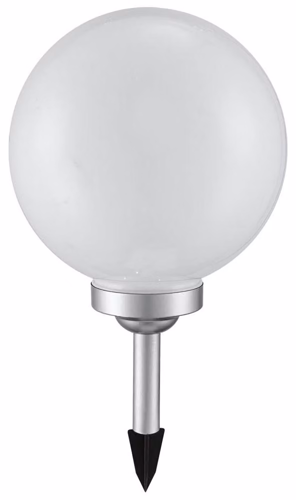 Lampada solare a LED, forma sferica, colore bianco, diametro 25 cm, altezza 65 cm