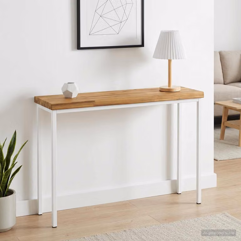 Piano del tavolo rettangolare in legno di acacia vidaXL, bordo naturale, marrone e bianco, L: 60 cm, P: 20 cm, H: 3 cm