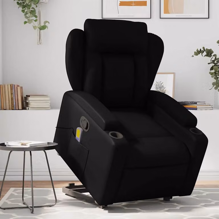 Poltrona Alzapersona Reclinabile con Assistenza Elettrica vidaXL in Similpelle Nero