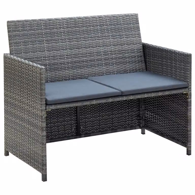 vidaXL Set da salotto da giardino 4 pezzi con cuscini in rattan grigio