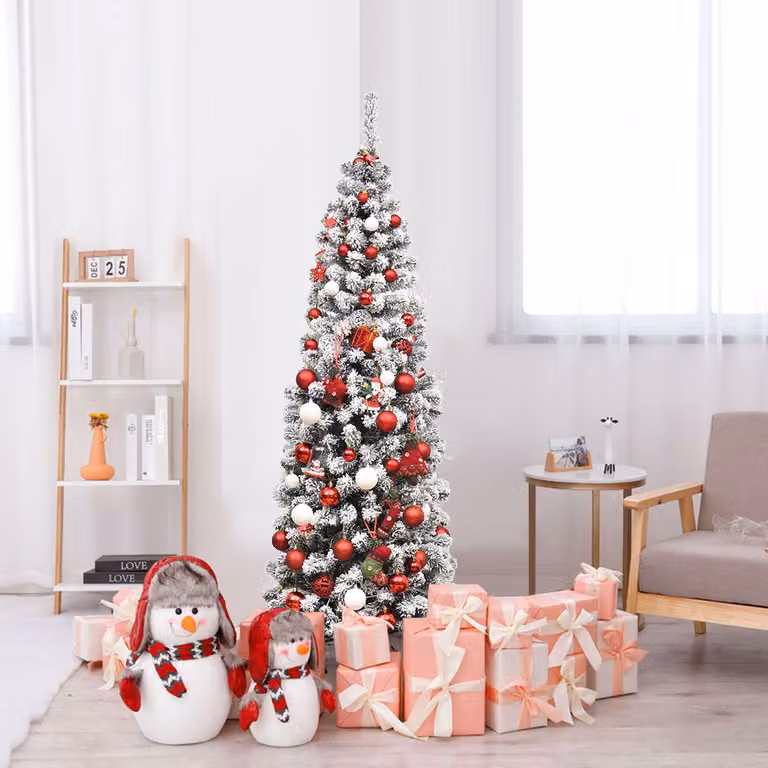 Albero di Natale Costway in PVC verde innevato con 250 luci LED bianco caldo, Altezza: 180 cm