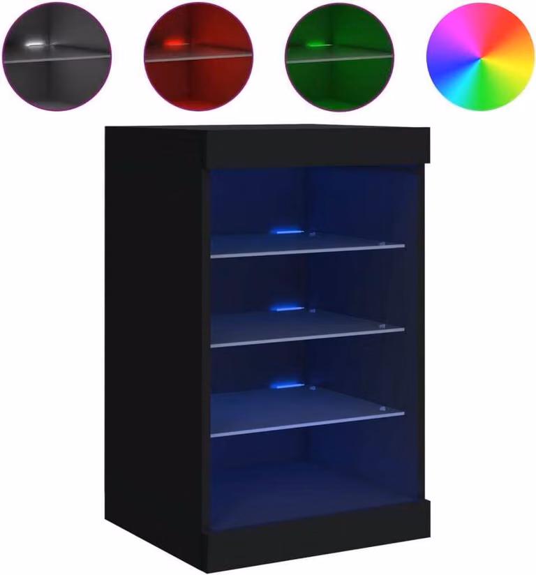 Credenza con Luci LED Nera 41x37x67 cm