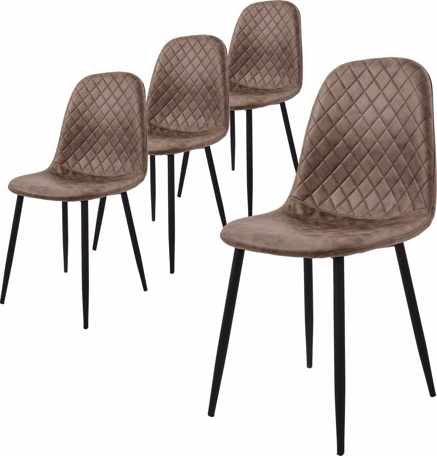 ML-Design set di 4 sedie per sala da pranzo, marrone, sedia da cucina in Pelle finta, sedia da soggiorno con schienale, sedia imbottita per tavolo da pranzo con gambe in metallo