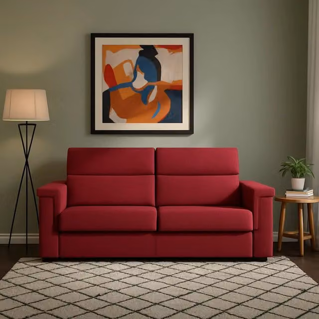 Divano Letto 2 Posti Brusasco DMORA Rosso con Coperture Sfoderabili e Struttura in Legno Made in Italy L: 205 cm, P: 95 cm
