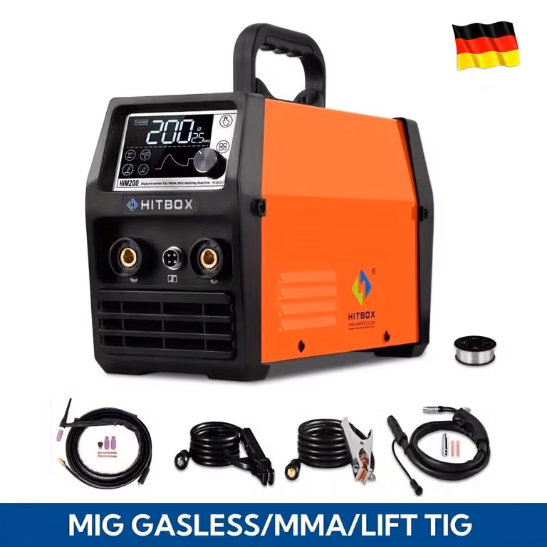 Saldatrice multifunzione – 3 in 1 (MIG, TIG e MMA) – Non richiede gas – Display digitale – 200 Ampere