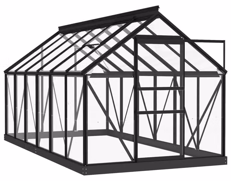 Kaskas - Serre - Plantkas - Groeikas - Tuinkas - Struttura in alluminio - Vetro resistente ai raggi UV - 155x298x191 cm