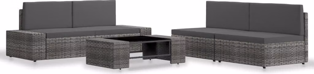 The Living Store 5-tlg. Set salotto da giardino in Poly Rattan Grau
