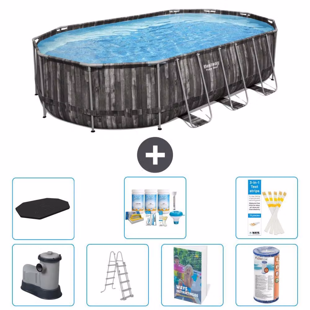 Bestway Power Steel, piscina ovale - 610x366x122 cm - composta da 6 parti, modello S556