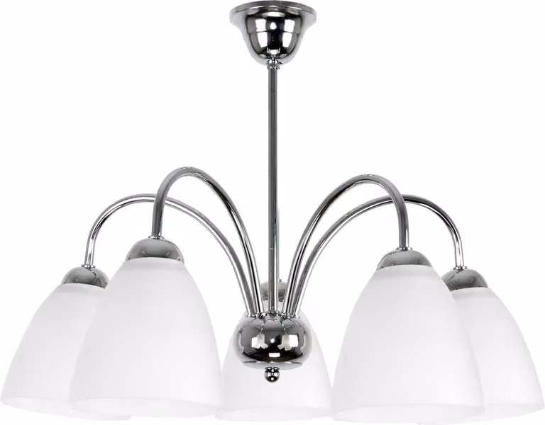 Lampada da soffitto cromata con paralume bianco per il soggiorno BEN