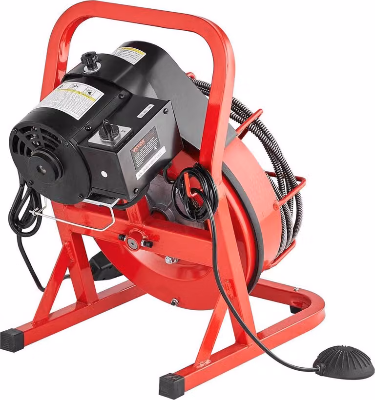 Macchina per la pulizia degli scarichi Drain Auger 50FT x 3/8 pollici con alimentazione manuale e 4 lame