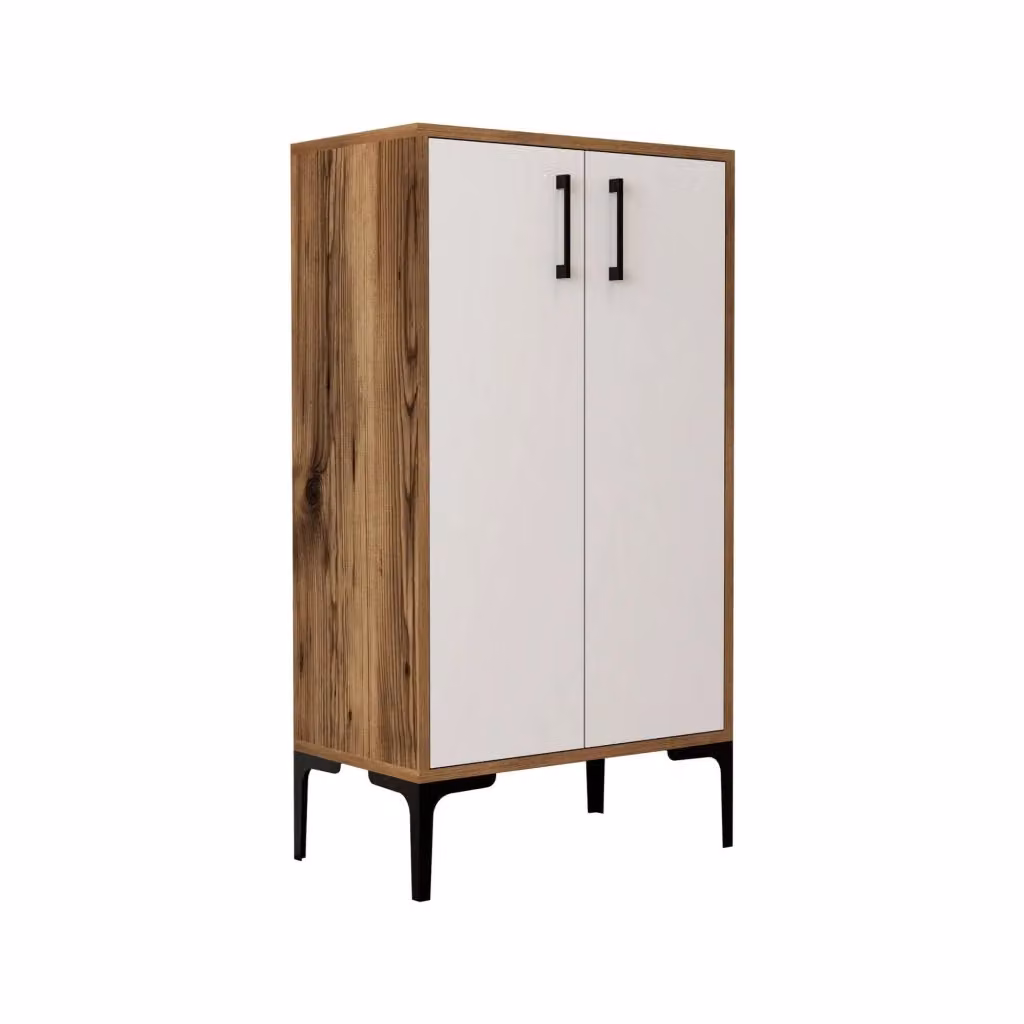 Scarpiera Axarix DMORA, Mobile porta scarpe e armadio da ingresso moderno, L: 60 cm, P: 35 cm, H: 111 cm, Marrone e Bianco – 2