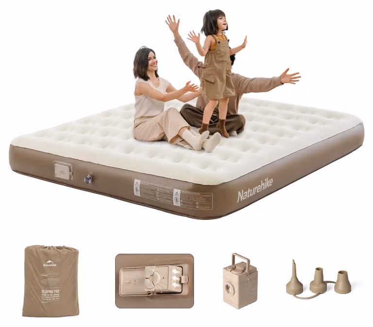 Materasso gonfiabile per 3 persone, dimensioni 200x180x25 cm, con pompa elettrica, capacità massima 450 kg