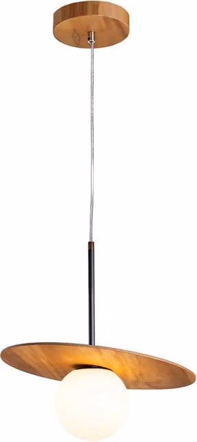 Lampada a sospensione Orbit Quintiesse in legno e vetro bianco Ø40 cm con attacco E27