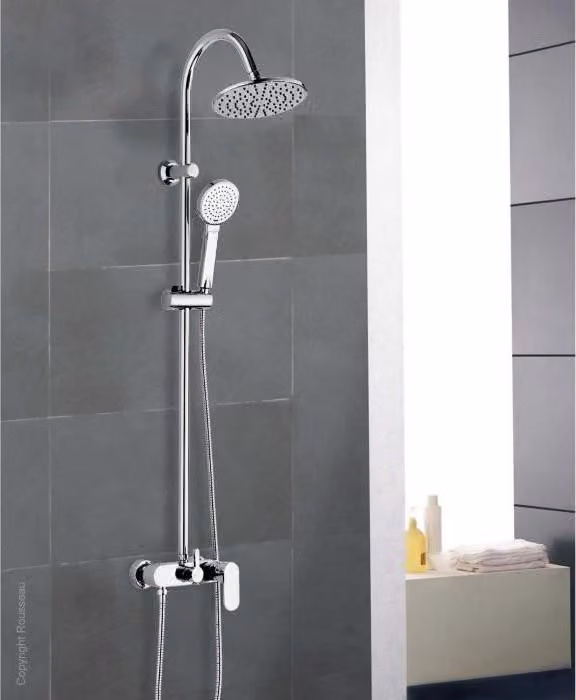 ROUSSEAU Colonna doccia Dakota, miscelatore meccanico, soffione Ø 200 mm, effetto Venturi, braccio doccia in acciaio inox cromato Ø 22 mm