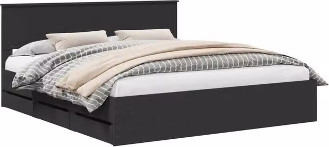 Letto matrimoniale | Letto per adulti | Struttura del letto Nero 180 x 200 cm Legno Ingegnerizzato