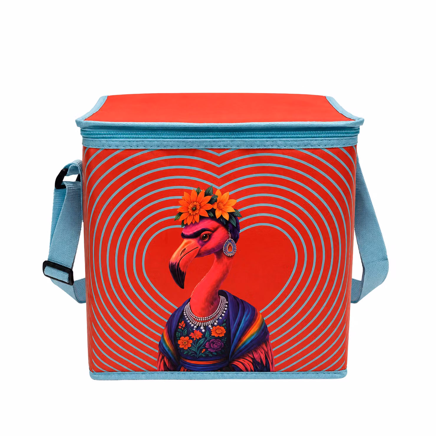 Borsa termica con tracolla modello fenicottero, colore rosso, capacità 20 L – 2