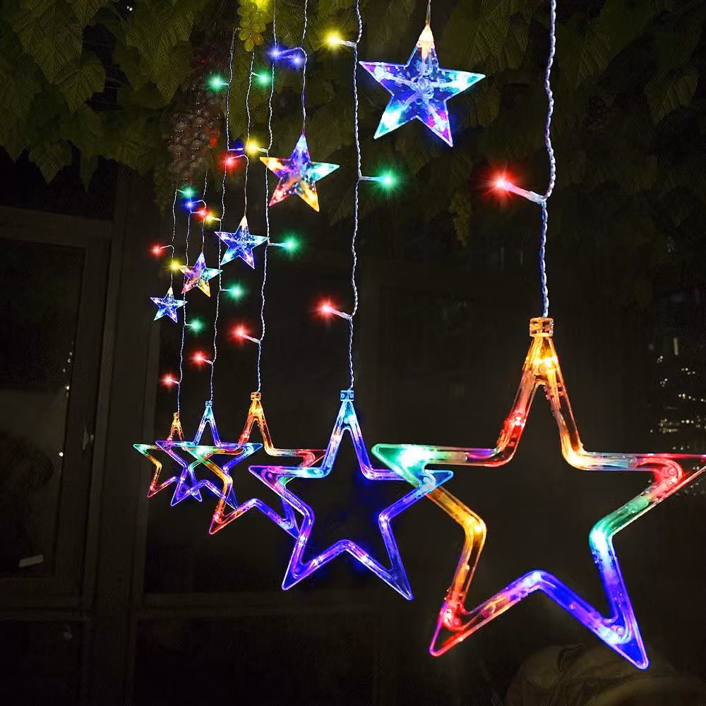 SALCAR, tenda luminosa a LED, 2m x 1m, ideale per decorare finestre a Natale, con 12 stelle luminose. Adatta per interni ed esterni, con 8 modalità di illuminazione e funzione di memoria. Colore: multicolore. Dimensioni: 2m x 1m