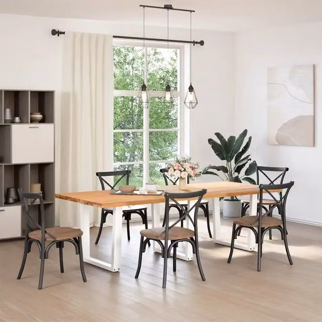Set di 3 gambe per tavolo da pranzo a forma di V in acciaio bianco opaco, Altezza: 72-73,3 cm, Larghezza: 80 cm