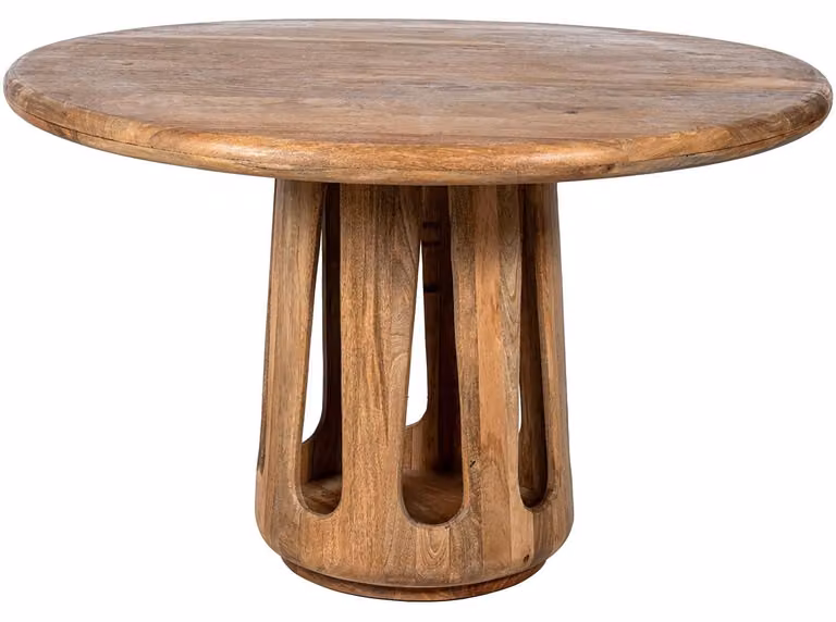 Tavolo rotondo da pranzo in legno naturale, dimensioni 120 x 120 x 79 cm