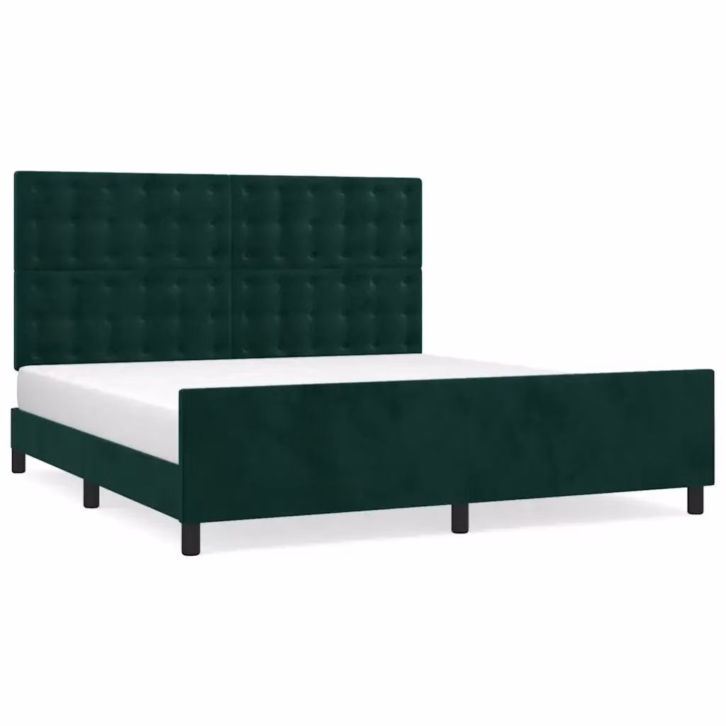 Letto con Testiera in Velluto Verde Scuro vidaXL L/P/H: 180 x 200 cm – 2