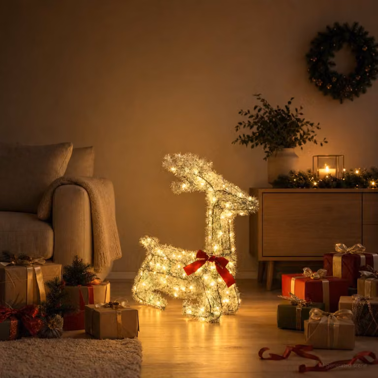 vidaXL Renna di Natale 3D LOVIISA 140 LED Bianco caldo 55 x 22 x 63 cm