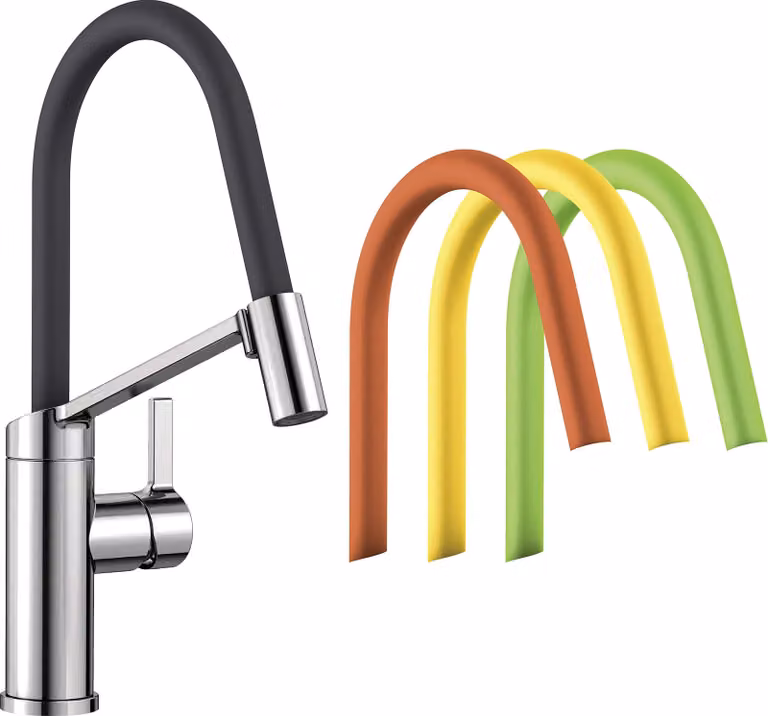 Miscelatore da cucina con doccetta, 335 mm, cromo/grigio lava