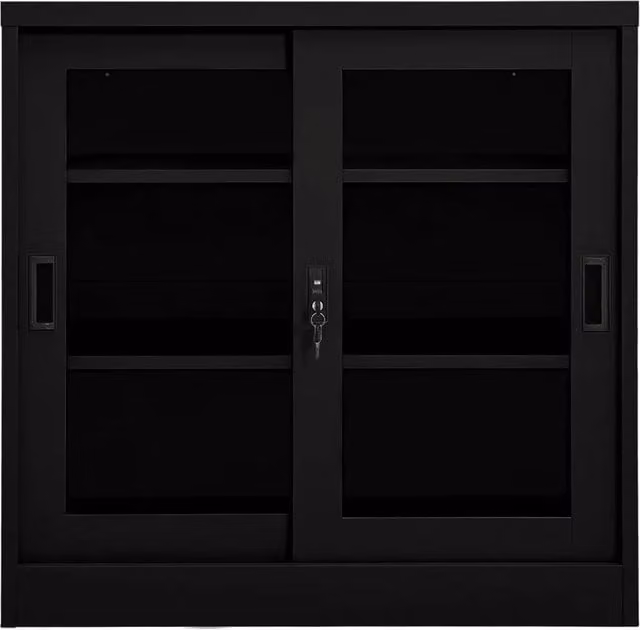 Armadio con Ante Scorrevoli Nero 90x40x90 cm in Acciaio 335956