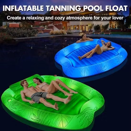 Piscina solare con materasso a aria compressa, luce colorata e contenitore - Inflabili e per adulti