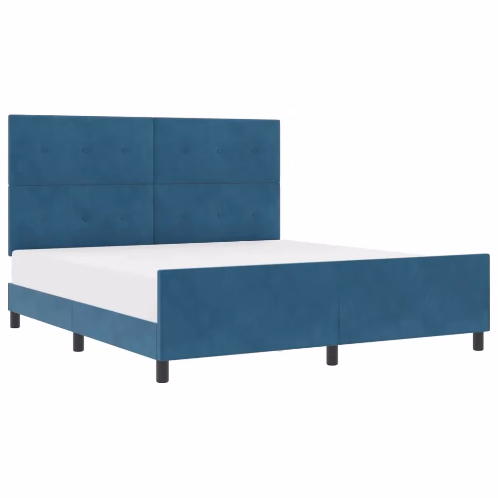 Letto a molle con testiera in velluto blu vidaXL L/P: 180 x 200 cm – 2