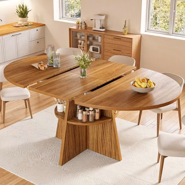 Tavolo da pranzo rotondo allungabile Mivray in MDF e metallo marrone scuro L/P/H: 110 x 110 x 76 cm