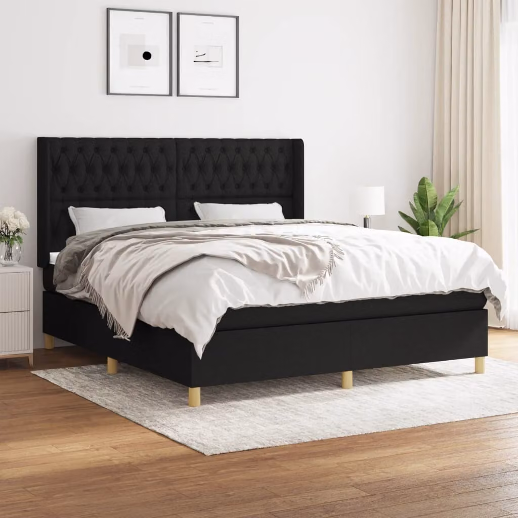 Maison Exclusive - Giroletto a Molle con Materasso Nero 180x200 cm in Tessuto