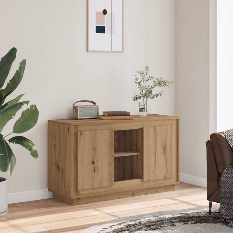 Credenza in legno Rovere vidaXL, colore marrone, L 102 x P 35 x H 60 cm