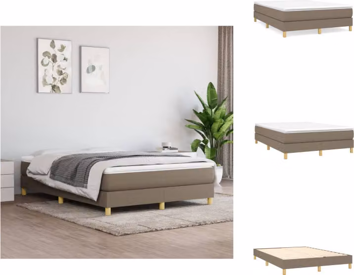 vidaXL Box spring bed taupe 140x200 cm tessuto - Letti e strutture letto