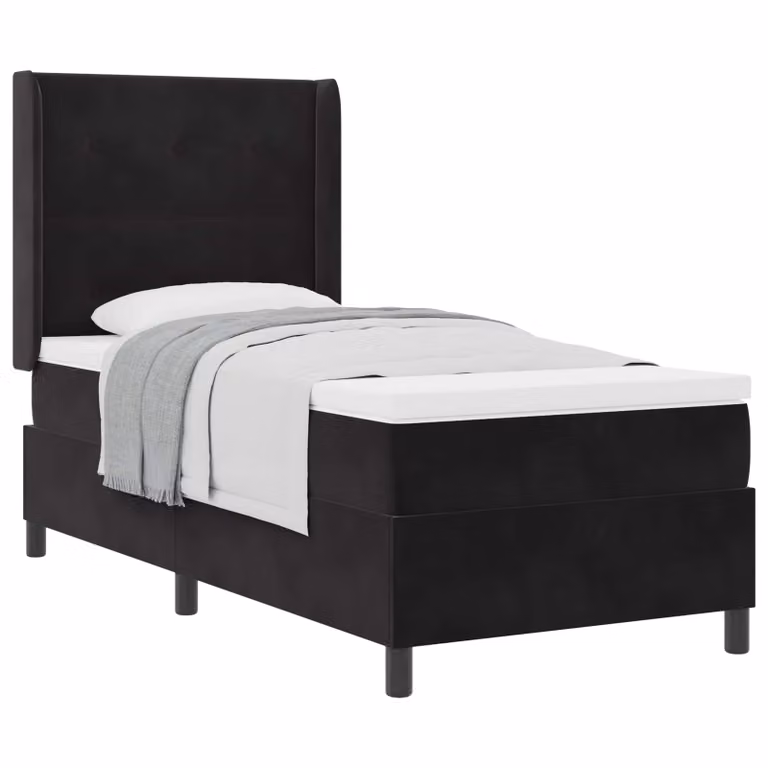 Letto con materasso a molle vidaXL in velluto nero L/P: 90 x 190 cm