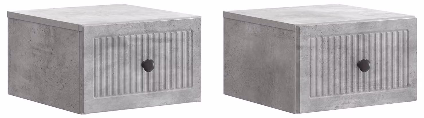 Mobiletto da notte a muro con cassetto 2 pcs Grigio Cemento