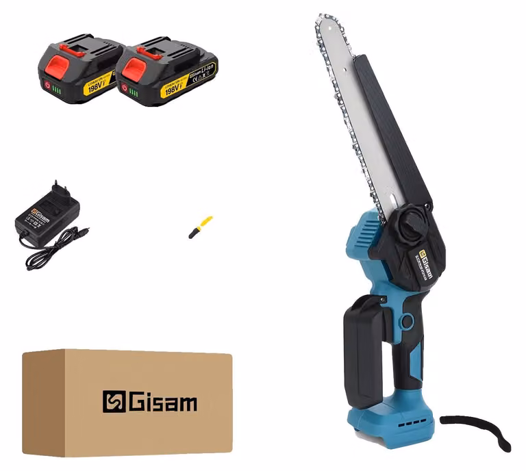 Motosega elettrica, motore brushless, display digitale, 2 batterie