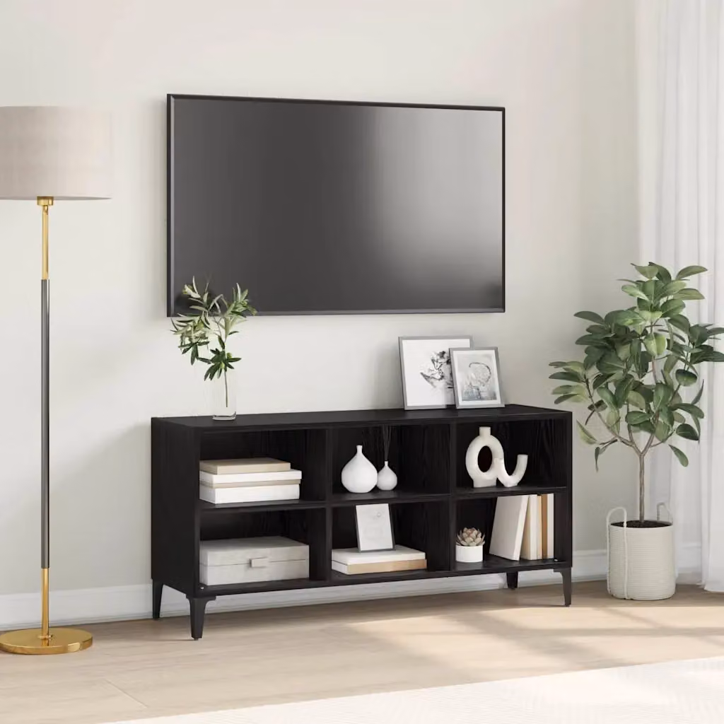 Set mobile TV vidaXL nero in legno ingegnerizzato stile rustico L: 103,5 cm, P: 30 cm, H: 50 cm