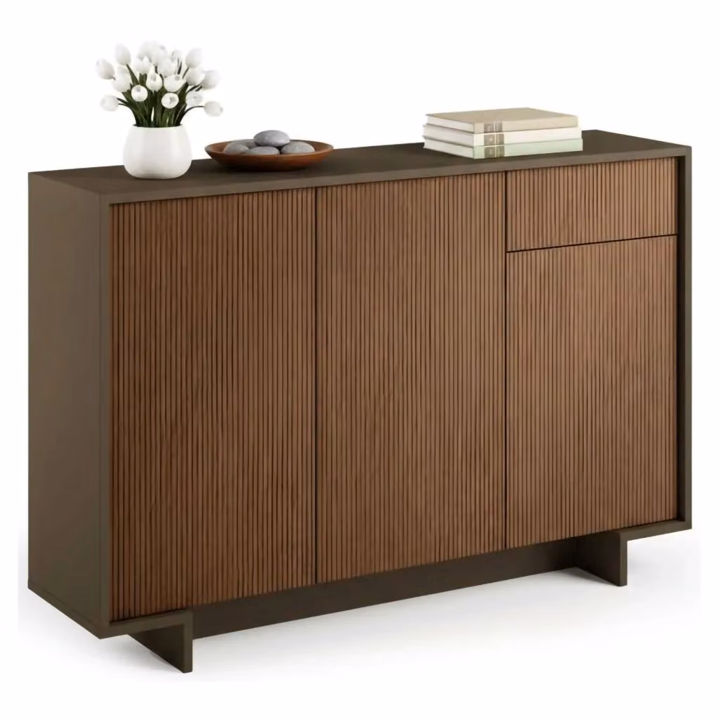 Credenza Arius DMORA, Madia e Buffet da soggiorno moderna con 3 ante e 1 cassetto, Marrone, L: 134 cm, P: 35 cm, H: 87 cm – 2